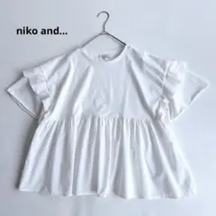 niko and… ニコアンド　フリル切り替えペプラムTシャツ　ホワイト　M