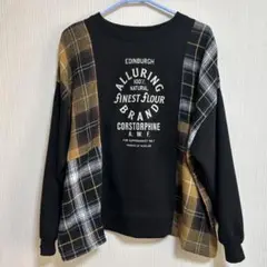 IRIEY アイリー 異素材切替 チェック 薄手 トレーナー スウェット