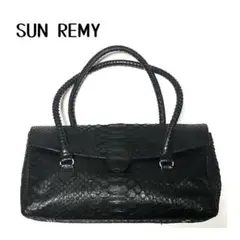 ★美品★SUN REMY サンレミー 黒 ダイヤモンド パイソン ハンドバッグ