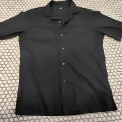 ユニクロ(UNIQLO) オープンカラー半袖シャツ ブラック Mサイズ