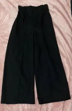 しまむら 黒 ワイドパンツ ゴムウエスト 160
