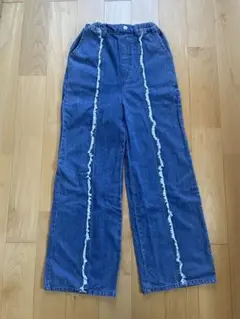 キッズ⭐️センターフリンジデニム⭐️ワイドパンツ⭐️ワイドデニム