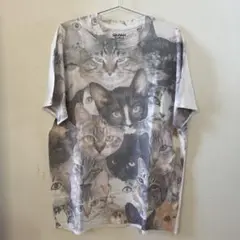 GILDAN 猫 総柄 Tシャツ 良プリント 古着
