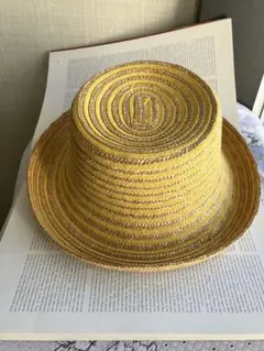 フランスparis製帽子　高級ブティックの黄色系3色ストライプハット　新品