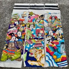 武者絵 3枚組 リメイク素材 のぼり旗 綿 節句 幟旗 古布 リメイク 生地