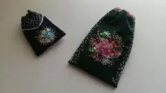 刺繍　ハンドメイド　手刺繍　巾着2個セット