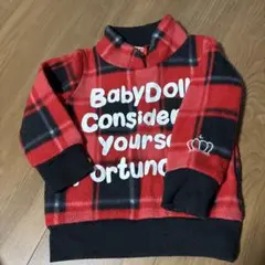 BABY DOLL 赤黒チェック セーター 80