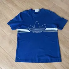 adidas 青 Tシャツ Lサイズ 3本ライン