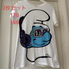 スマーフ　Tシャツ h&m サイズ170 メンズS-Mくらい　2枚セット