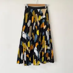 トコトコ【F】ロングプリーツフレアスカート/柄物 ウエストゴム 大人可愛い