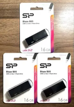 USBメモリー16GB シリコンパワーUSB3.0スライド式(黒)【3個セット】