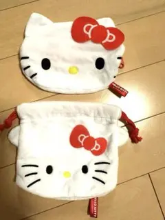 キティーちゃんポーチ&巾着セット　ガチャガチャ　三里内　キティ