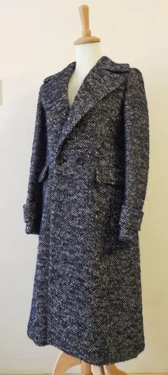 美品 グレースクラス ロングツイードコート ダブルチェスターコート
