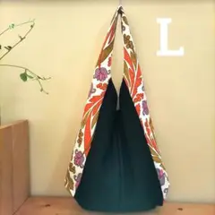 厚手リネン✕黒ポリエステル　バルーンバッグ