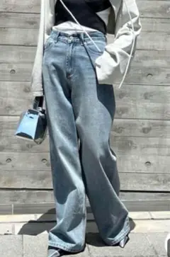 CHUCLLA ハイウエストルーズワイドデニム
