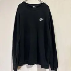 綿混【NIKE】ブラックトレーナー M スポーティ スタイリッシュ ロゴ入り