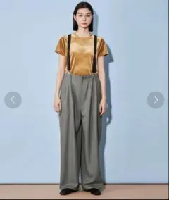 CITEN サスペンダー ワイドスラックス　グレー
