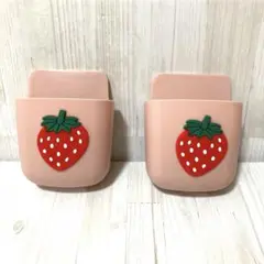 ✿ 可愛いいちご柄 シリコン製 移動ポケット 2個✿
