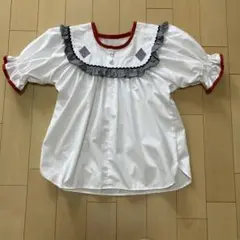 フリル付きホワイトブラウス　フォークダンス衣裳　週末限定値下げ