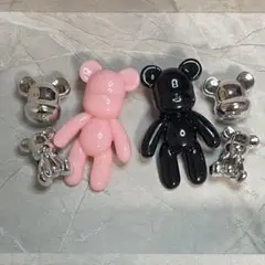 シビッツ クロックス デカくま ピンク×黒 シルバーくま 6個セット A015