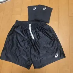 最終値下げセール ASICS 黒 バレーゲームパンツLと膝サポーターL
