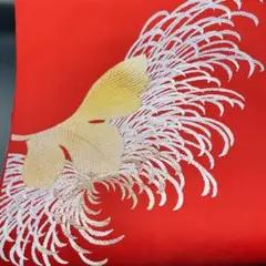 名古屋帯✴️松葉仕立て?✴️菊?✴️赤✴️朱色