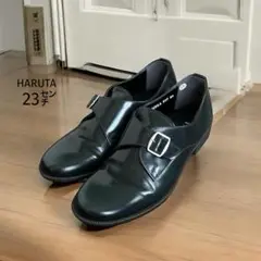 ハルタ モンクストラップシューズ （23㌢） グリーン 深緑 HARUTA 良品