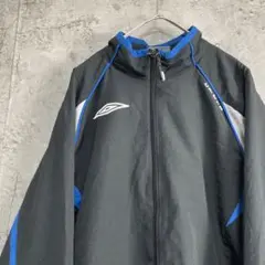90s UMBRO アンブロ ナイロン トラックジャケット ジャージ 黒青