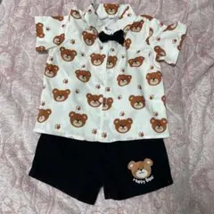 ベビー　フォーマル　くま　柄シャツ　 蝶ネクタイ　男の子　１歳　２歳　３歳