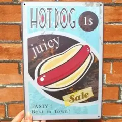 ブリキ看板　ホットドッグ　Hotdog