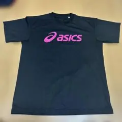 asics Tシャツ 黒 ピンクロゴ