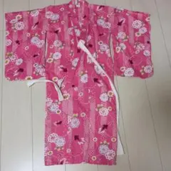 ピンク花柄着物 3-4才 85-100cm