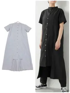 SUMISTYLE バックプリーツシャツワンピース　グレー