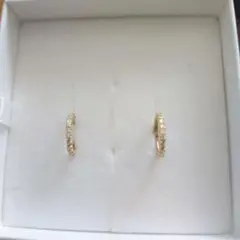 18金 ダイアモンドフープピアス