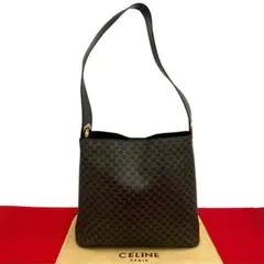 極 美品 セリーヌ マカダム ブラゾン サークルロゴ レザー ショルダーバッグ
