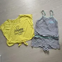 女の子向け水着セット（イエロー・ストライプ）