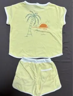90 セットアップ　Tシャツ　ハーフパンツ　椰子の木　太陽