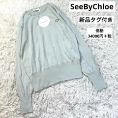 新品タグ付き　SeeByChloé デザインニットトップス　ミントグリーン　XS
