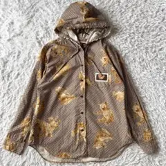 極美品　ピンクハウス　フード　ブラウス　シャツ　クマ　ベア　千鳥　L ブラウン