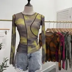 ♡新品✨マーブルシースルートップス