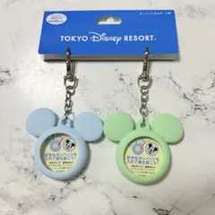 新品未使用　ディズニーリゾート ミッキーシェイブ　カンバッジホルダー　青　緑