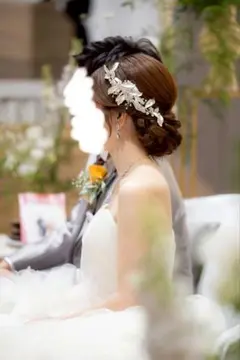 ヘッドドレス ブライダル リーフモチーフ ウェディング 結婚式