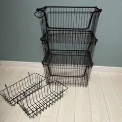 ワイヤーバスケット　5個セット　スタッキング