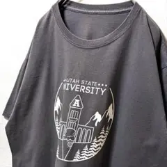 ユタ州立大学 キャンパスストア ロゴ Tシャツ グレー 灰色 古着