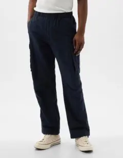 コットンリネン カーゴパンツ ギャップ GAP ネイビー 紺 麻 Lサイズ