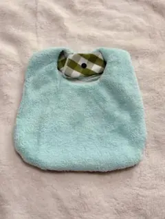 ハンドメイド　離乳食用　防水スタイ　水色