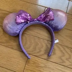 紫色スパンコールミッキー耳カチューシャ