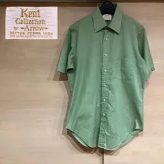 【USA製】Arrow Kent Collection グリーン半袖ワークシャツ