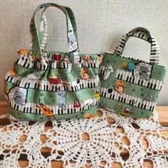 ③ふわふわミニトートバック 　バネ口ミニトートバック　２点セットハンドメイド