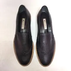 【DIANA ダイアナ】厚底 ウィングチップ スリッポン ブラック 24cm 黒